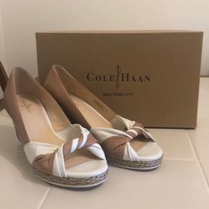 Cole Haan Leather Open Toe Wedges